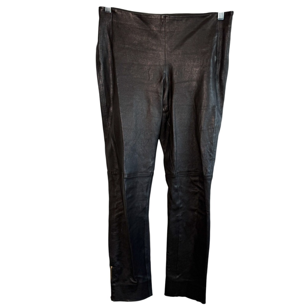 Womens Lambskin Leather Pants Size EU 36 US 8 Black Ankle Zip Quiet‎ Luxury Edgy